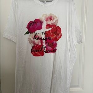 Trehouse White T-Shirt with Floral Graphic